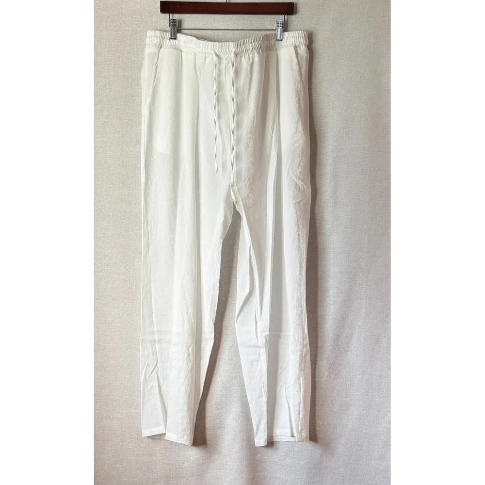 NWT COOFANDY Mens White 2 Piece Henley Shirt and Pants Set Lounge XXXL Beachwear - Picture 3 of 16